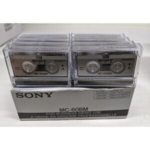 Lot of 8, new, Sony MC-60BM Microcassettes Tapes for Business Memo Use